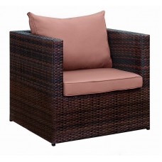 Кресло из искусственного ротанга Адель (цвет: шоколад) (коричневая подушка)