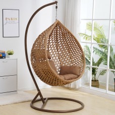 Подвесное кресло качели плетёное Кариба 95 х 110 (пшеничный, коричневый, серый)