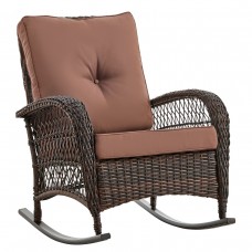 Кресло-качалка из искусственного ротанга Ирма (цвет: кофе) (подушка: коричневая)