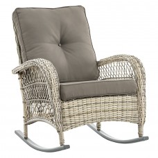 Кресло-качалка из искусственного ротанга Ирма (цвет: серо-бежевый) (подушка: серая)