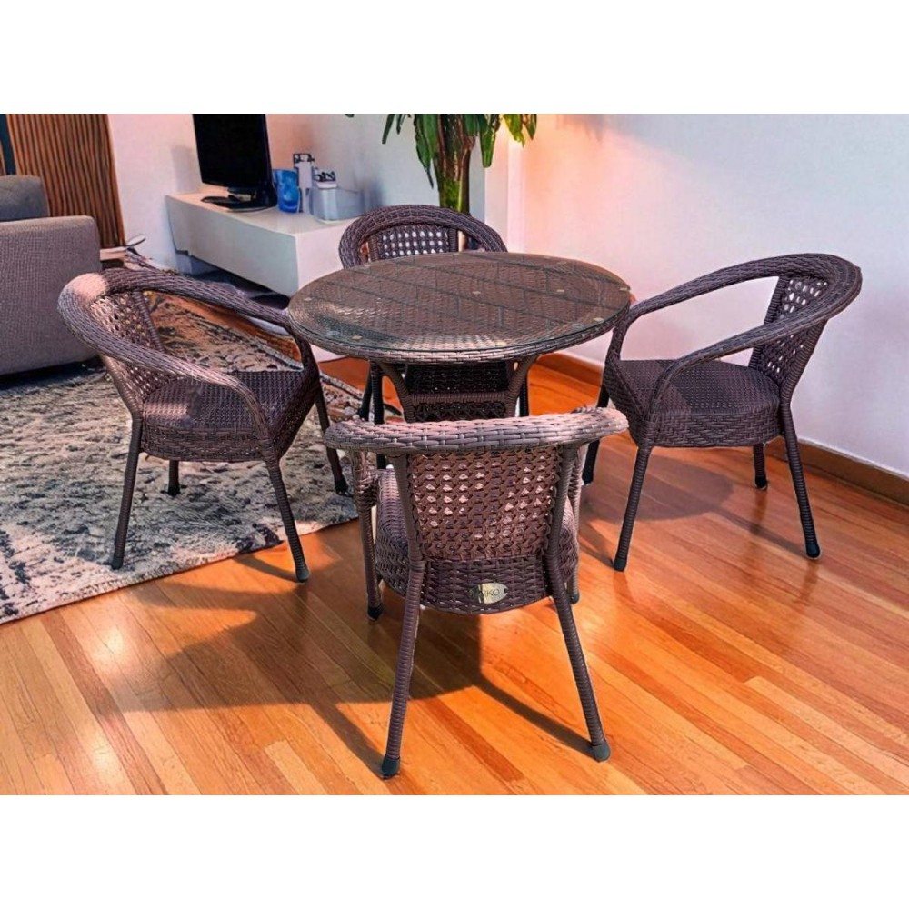 Комплект DECO 4: круглый стол 90×90 см + 4 кресла — до 4 персон