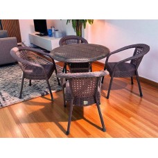 Комплект DECO 4 с круглым столом (шоколад, капучино, серый)