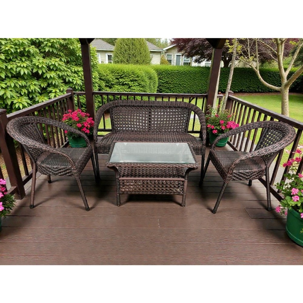 Комплект DECO кофейный: стол 80×50 см + софа 130см + кресла