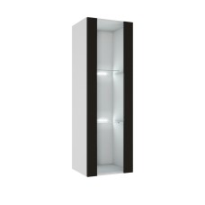 Шкаф со стеклом Флорис ШК-008, Черный глянец, Белый