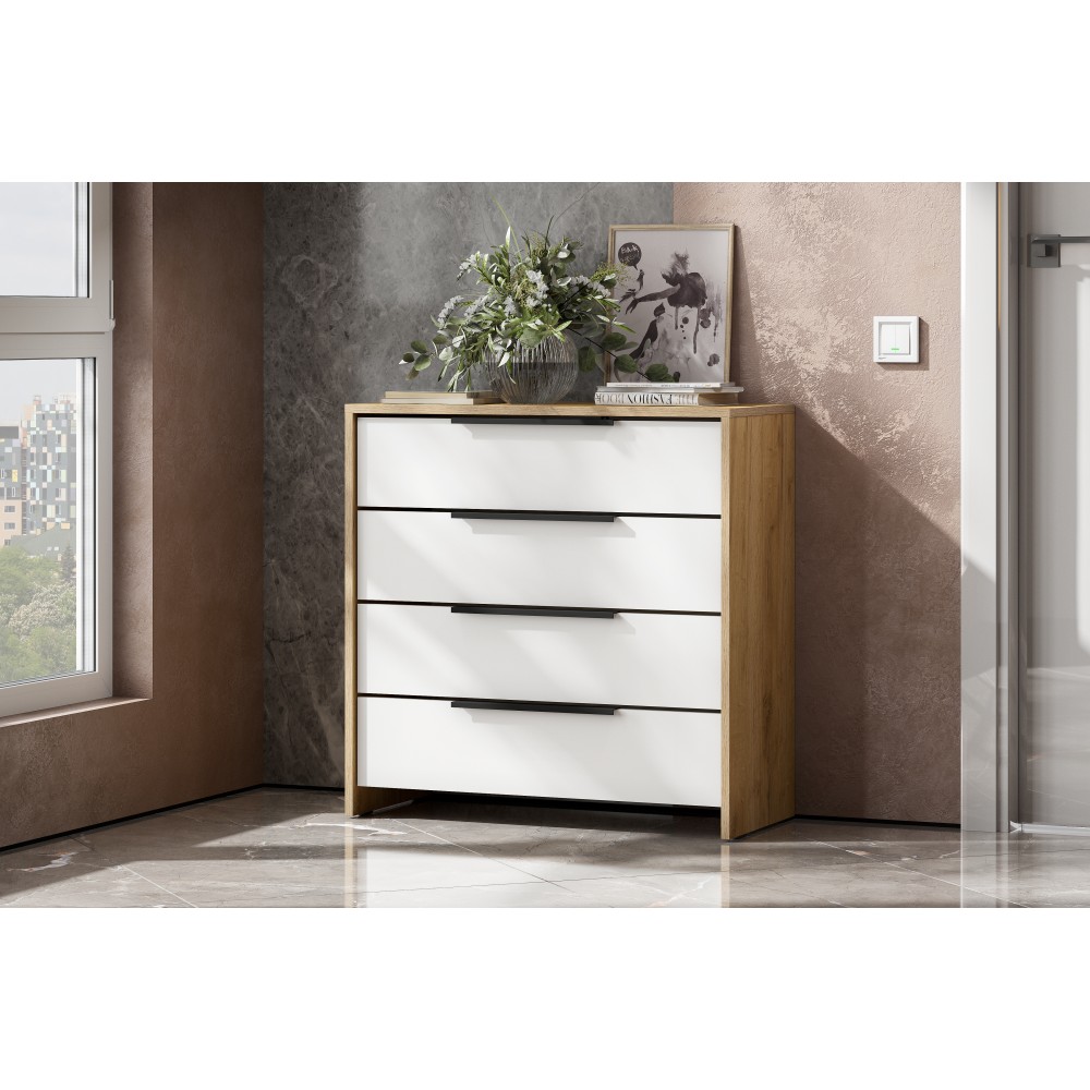 Комод "КМ 17" (Крафт Золотой/Белый Aqua)