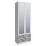Шкаф Мадрид (0,8) с 2 ящ. без ручек с зеркалом белый/ателье светлое