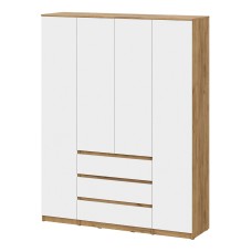Шкаф для одежды и белья 4х дверный Денвер, Дуб золотой, Белый
