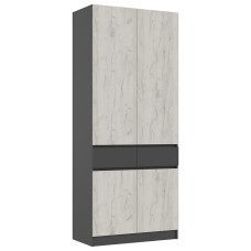 Шкаф двухстворчатый Роджинамиф, Графит, Дуб крафт белый