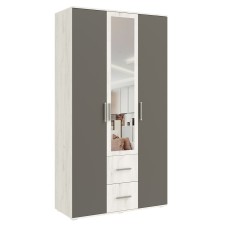 Шкаф трехстворчатый Фиеста (1200), Графит, Дуб Крафт белый Шкаф трехстворчатый Фиеста (1200), Графит, Дуб Крафт белый