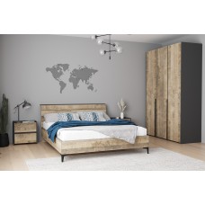 Спальня Денвер. Комплект 1, Графит, Дуб гранж песочный