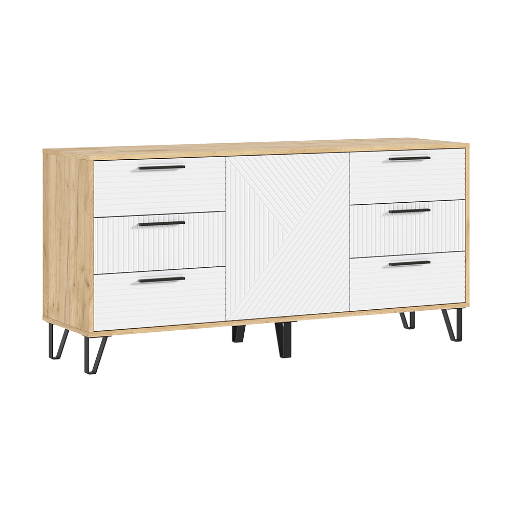 Комод Флэш (1500), Браш Вайт, Дуб Крафт Комод Флэш (1500), Браш Вайт, Дуб Крафт