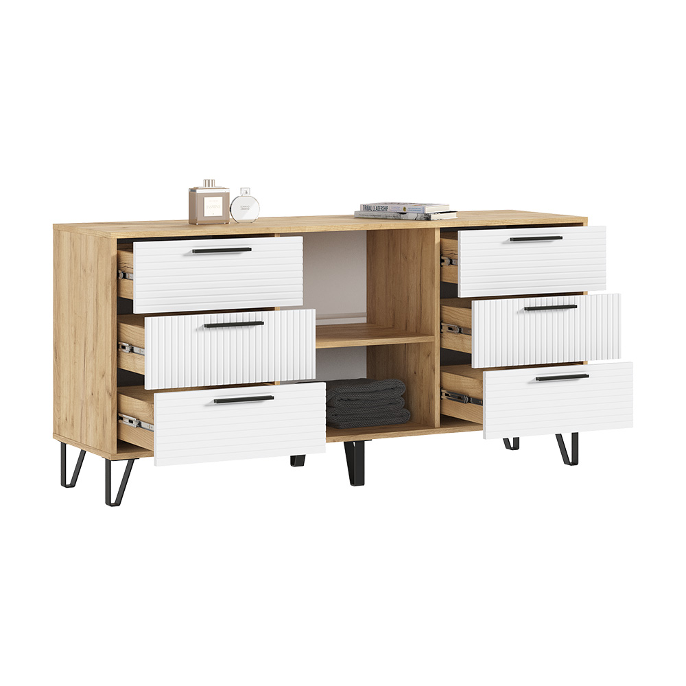 Комод Флэш (1500), Браш Вайт, Дуб Крафт Комод Флэш (1500), Браш Вайт, Дуб Крафт