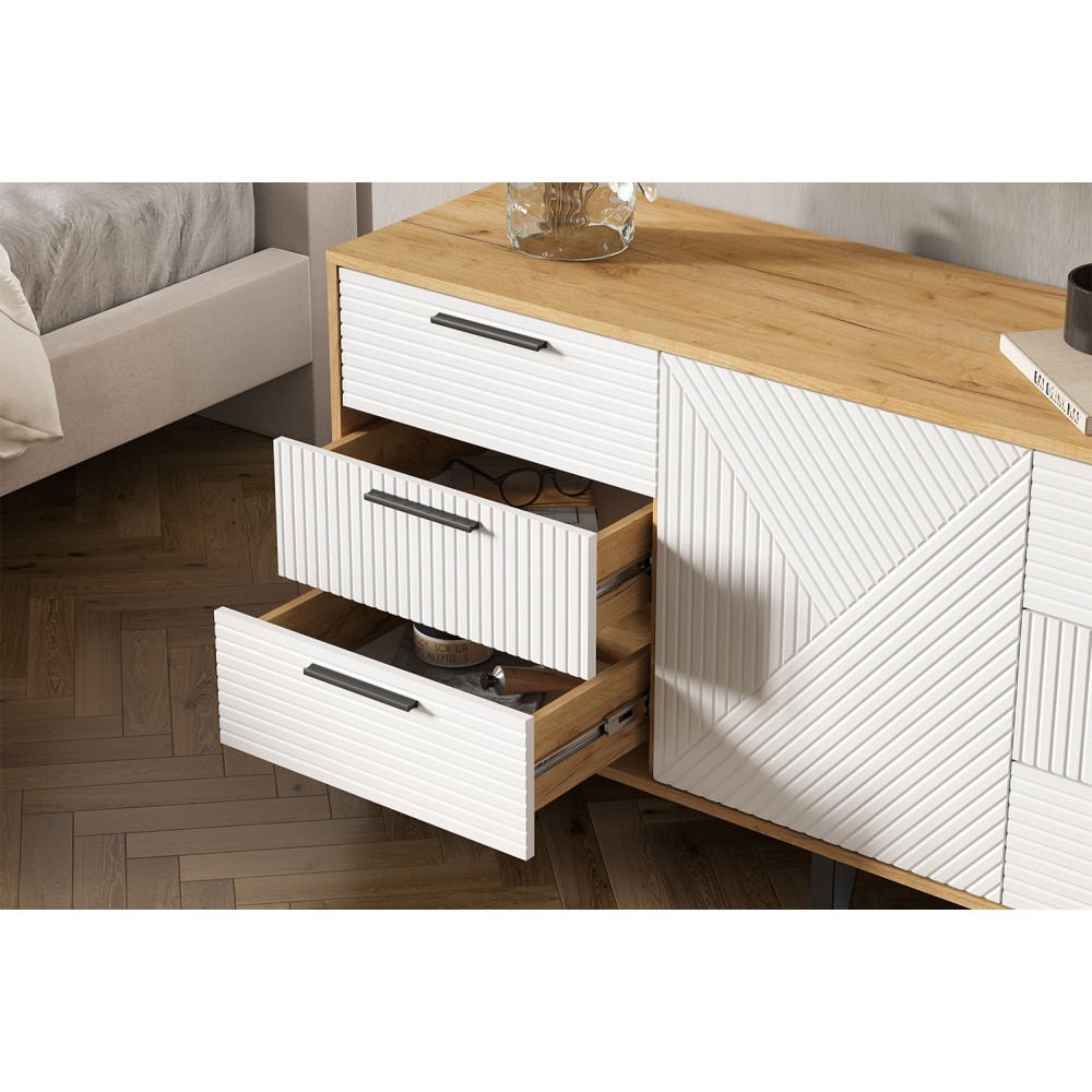 Комод Флэш (1500), Браш Вайт, Дуб Крафт Комод Флэш (1500), Браш Вайт, Дуб Крафт