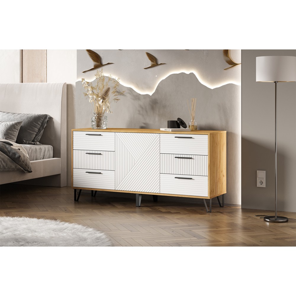 Комод Флэш (1500), Браш Вайт, Дуб Крафт Комод Флэш (1500), Браш Вайт, Дуб Крафт