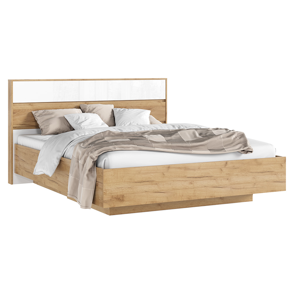 Кровать парящая с подъемным механизмом Роджина 1,6 м, Белый глянец холодный, Дуб крафт Кровать парящая с подъемным механизмом Роджина 1,6 м, Белый глянец холодный, Дуб крафт