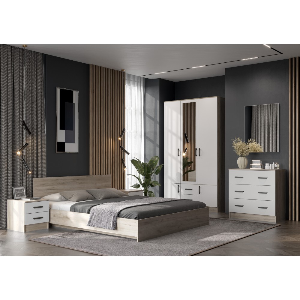 Комод Ронда КМ-02, Дуб крафт серый, Белый Комод Ронда КМ-02, Дуб крафт серый, Белый