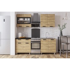 Кухня Крафт 1,6 м, Крафт, Черный янтарь