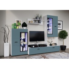 Гостиная Нэнси Вариант №3, Браш Блю, Белый