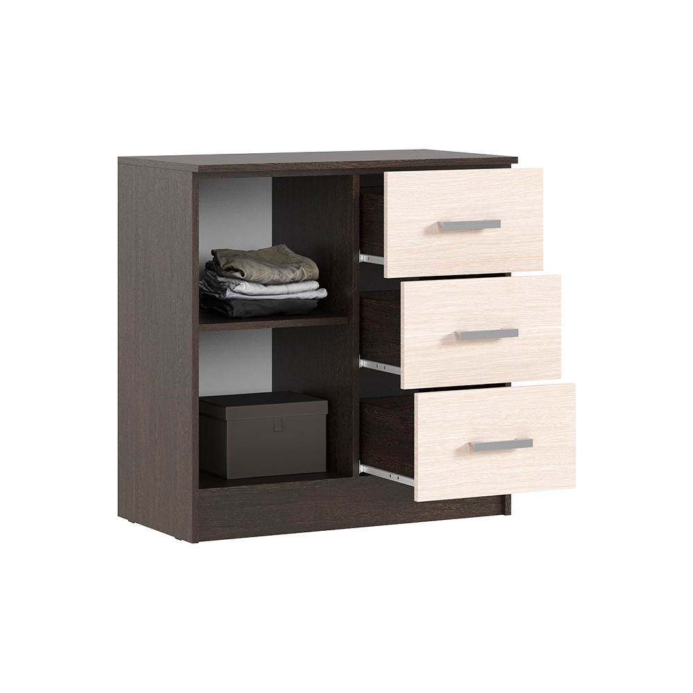 Комод с 3-мя ящиками и дверью Бася, Дуб беленый, Венге Комод с 3-мя ящиками и дверью Бася, Дуб беленый, Венге