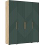 Шкаф четырехстворчатый Ирис, Браш Мени Грин, Дуб Крафт