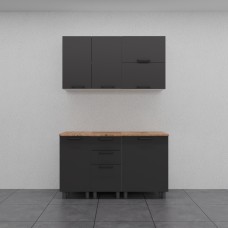 МК Аленушка 1,4м с ящ. Лаванда Сталь,скоба черный,сонома