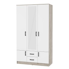 Шкаф трехстворчатый Ронда ШК-3, Дуб крафт серый, Белый
