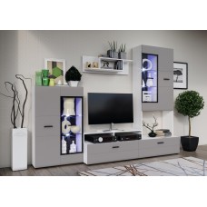 Гостиная Нэнси Вариант №3, Браш Текстура Грей, Белый