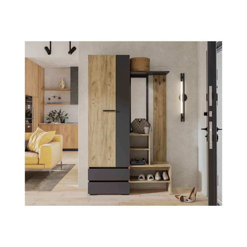 Прихожая Кинг ПР-04, Крафт, Графит Прихожая Кинг ПР-04, Крафт, Графит