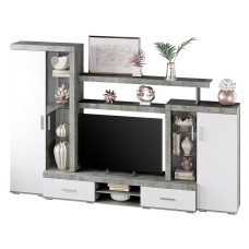 Стенка в гостиную Инстайл ЦС-02, бетон/белый