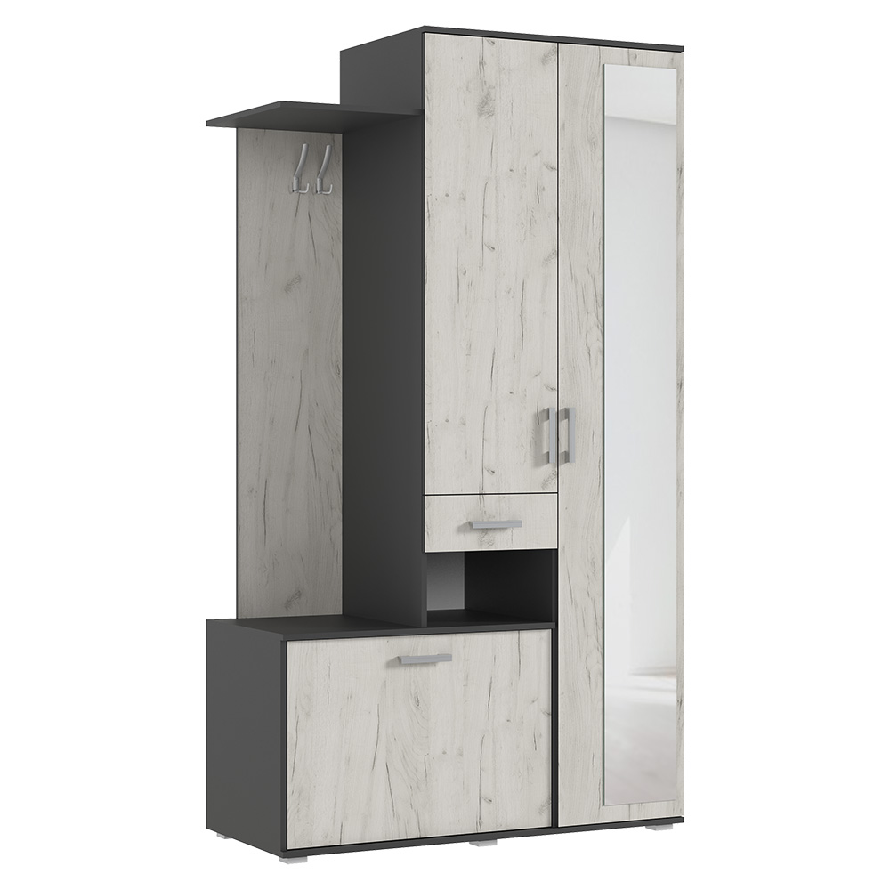 Прихожая Лира, Графит, Дуб крафт белый Прихожая Лира, Графит, Дуб крафт белый