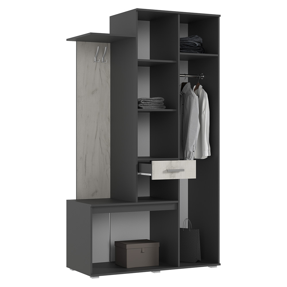 Прихожая Лира, Графит, Дуб крафт белый Прихожая Лира, Графит, Дуб крафт белый