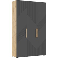 Шкаф трехстворчатый Ирис, Браш Графит, Дуб Крафт Шкаф трехстворчатый Ирис, Браш Графит, Дуб Крафт