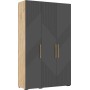 Шкаф трехстворчатый Ирис, Браш Графит, Дуб Крафт