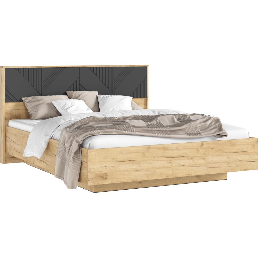 Кровать Ирис с ортопедическим основанием (металл) 1,6м, Браш Графит, Дуб Крафт Кровать Ирис с ортопедическим основанием (металл) 1,6м, Браш Графит, Дуб Крафт