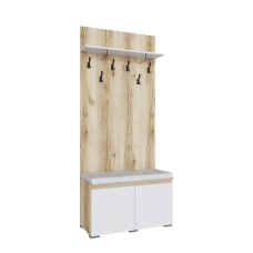 Тумба с вешалкой Плейона, Дуб Делано, Белый