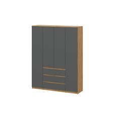 Шкаф четырехстворчатый Денвер (Серия 2) Дуб Золотой/Графит серый