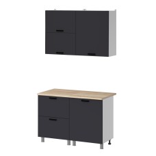 МК Аленушка 1,2м с ящ.в 2 Лаванда Сталь,скоба черный,сонома