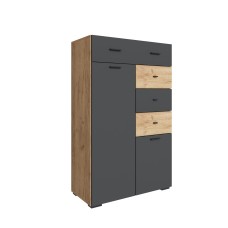 Дублин Комод дуб крафт золотой/графит серый Дублин Комод дуб крафт золотой/графит серый