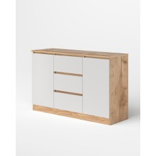 МС Охта Лайт Комод 1200.3 Дуб ВотанБелый гладкий