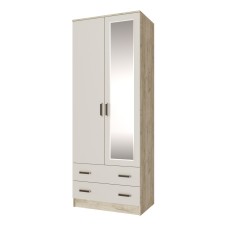 Шкаф с зеркалом Лагуна 80 см, Дуб крафт серый, Кашемир