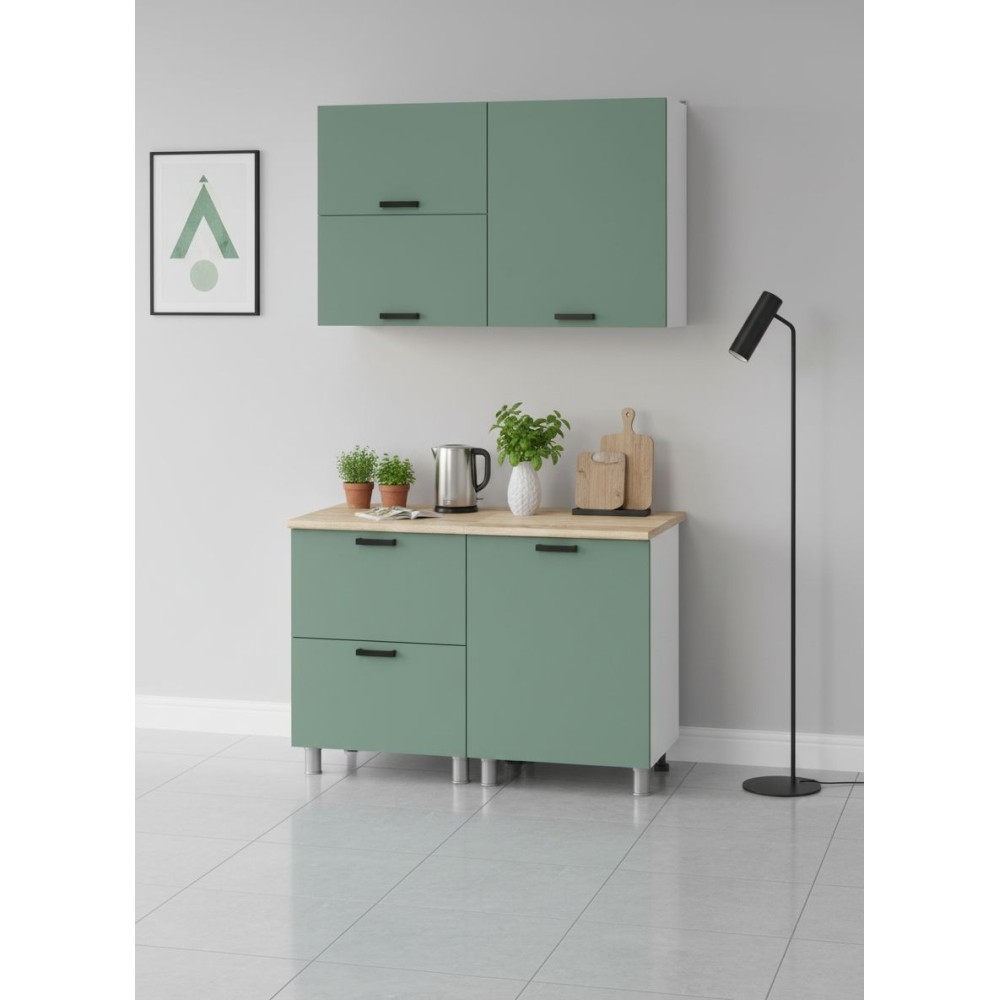 МК Аленушка 1,2м с ящ.в 2 Орешник Матовая Мята,скоба черный,сонома