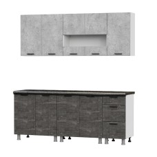 Кухонный гарнитур "Модус" (2,0м) (ЛДСП) (со столешницей 38 мм) Белый/Камень темный/Черный