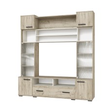 Стенка в гостиную Оскар-18 ОГЦС-1, Дуб крафт серый, Дуб крафт белый