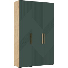 Шкаф трехстворчатый Ирис, Браш Мени Грин, Дуб Крафт Шкаф трехстворчатый Ирис, Браш Мени Грин, Дуб Крафт