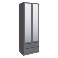Шкаф Мадрид (0,8) с 2 ящ. без ручек с зеркалом графит серый