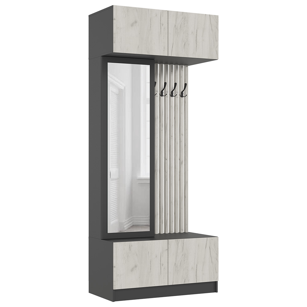 Прихожая Роджина, Графит, Дуб крафт белый Прихожая Роджина, Графит, Дуб крафт белый