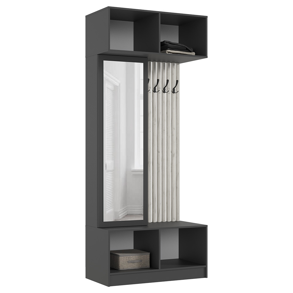 Прихожая Роджина, Графит, Дуб крафт белый Прихожая Роджина, Графит, Дуб крафт белый