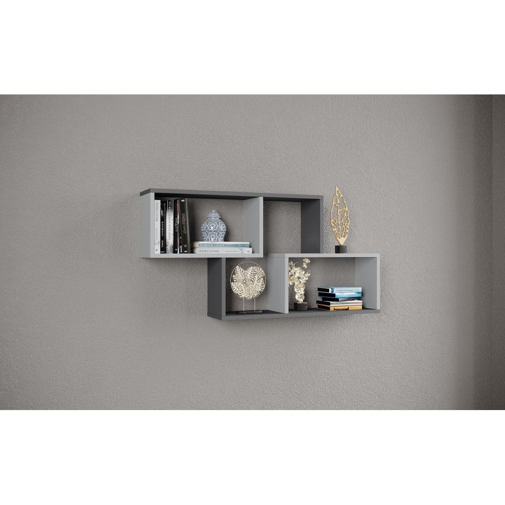 Полка навесная ПН-3, Графит серый, серый камень