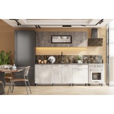 Готовая кухня 2.0 м КГ 9, Цемент темный, Цемент светлый