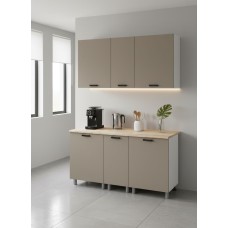 МК Аленушка 1,6м в.3 Орешник Матовый Вижен,скоба черный,сонома (без столешницы)